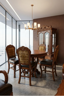 Ronde eetkamertafel van hout, houten tafels, ronde klassieke barok en rococo meubels nieuw.