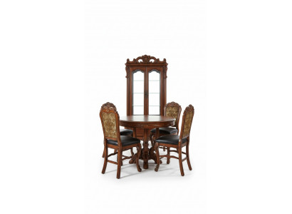 Ronde eetkamertafel + 4 stoelen stoelset decoratie set ronde tafel houten tafels