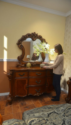 Buffet Dressoir Ladekast Spiegel Echt Handwerk Hout Barok Rococo