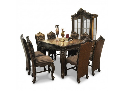 Klassieke tafel Eettafel Houten eetkamerset 8x Stoel Set Stoelen
