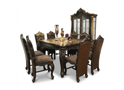 Klassieke tafel Eettafel Houten eetkamerset 8x Stoel Set Stoelen
