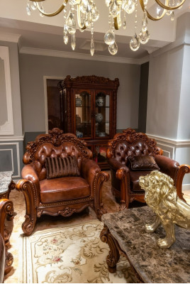 Leren fauteuil 1-zits bank Beklede banken Design Luxe Klassieke éénzitter