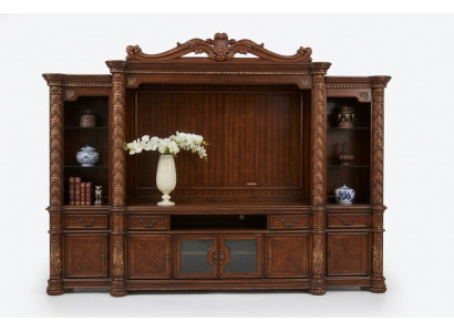 TV muur klassiek woonkamer echt handgemaakt houten vitrinekast