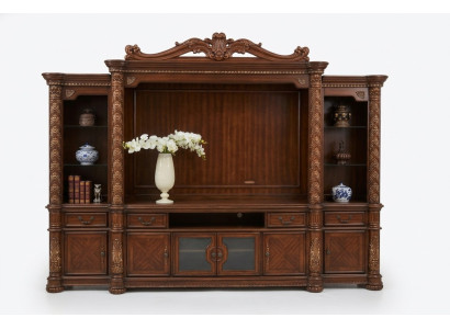TV muur klassiek woonkamer echt handgemaakt houten vitrinekast