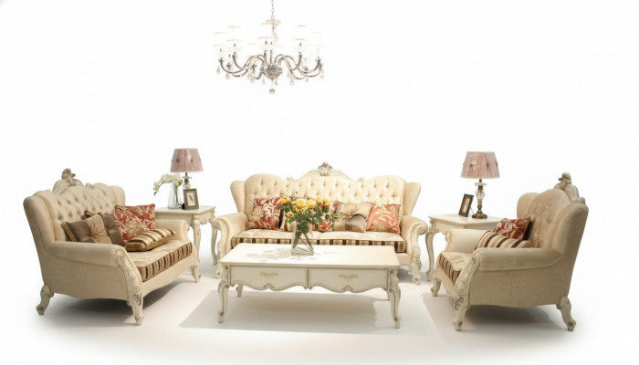 Klassiek Chesterfield 4-delig set bankstel Bank Bank Bekleding