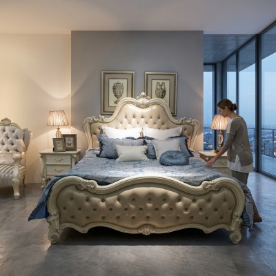 Ontwerp bed dubbele luxe slaapkamerbedden leer hotel 180x200cm.