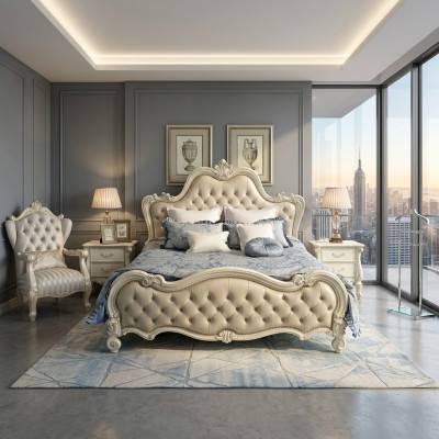 Ontwerp bed dubbele luxe slaapkamerbedden leer hotel 180x200cm.