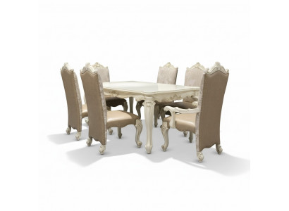 Eetkamer set Barok-Rococo eettafel x6 Chesterfield leren stoelen