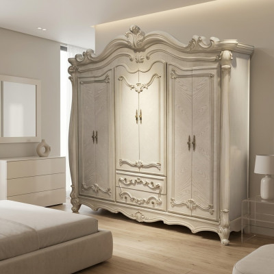 Klassieke antieke stijl kledingkast kast hout garderobe slaapkamer barok