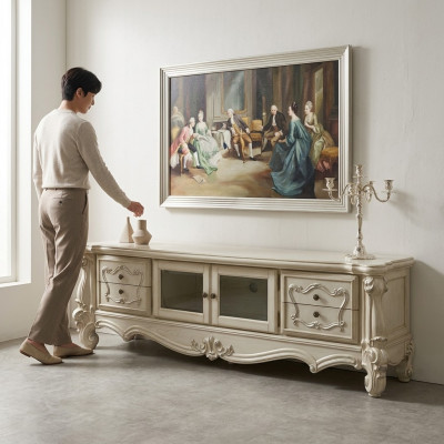 Dressoir TV Ladekast TV Kast Tafel Woonkamer Hout Klassiek Barok Nieuw