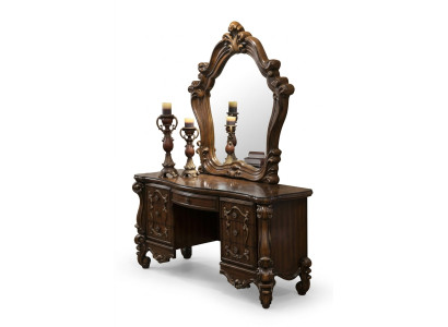 Gesneden barok meubilair kaptafel kruk spiegel slaapkamer commode 3-delige
