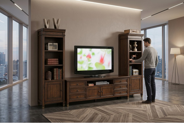 Klassieke woonwand vitrine dressoir RTV muurrek kast 3-delig.