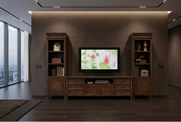 Klassieke woonwand vitrine dressoir RTV muurrek kast 3-delig.