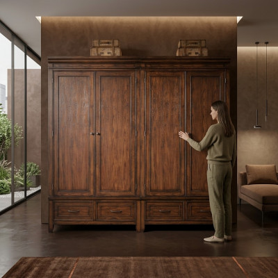 Klassieke 2x kledingkast ontwerp slaapkamer meubels kast kasten hout nieuw