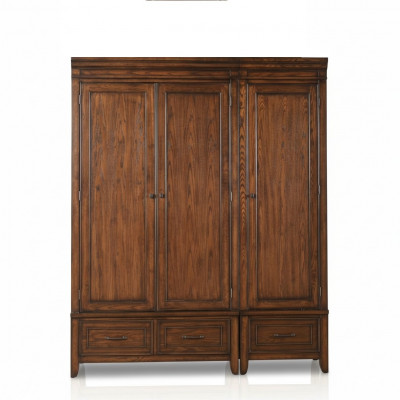 Kast 2x kledingkast Houten kast Massief bruin Houten kasten Slaapkamer