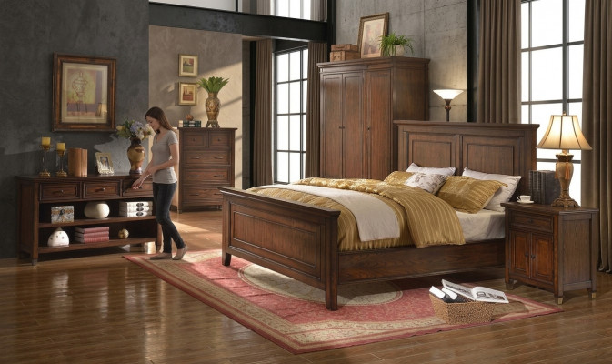 Bed + 2x Nachtkastje 3-delig Slaapkamer Set Designer Luxe Slaapkamer Sets