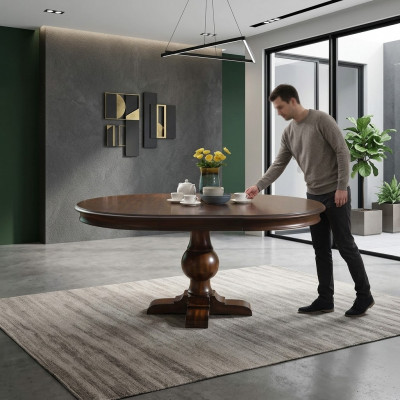 Ronde eettafel van hout voor de eet- en woonkamer