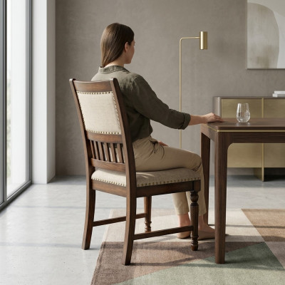 Eetkamer 1x stoel echt gestoffeerd hout modern stoelen ontwerper leun zitplaats