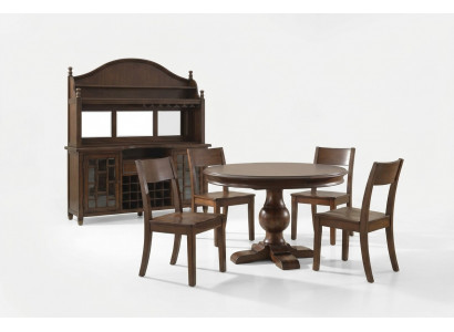 Ontwerp Ronde Tafel 4x Stoelen Eetkamer Zitplaatsen Ronde Tafel Set Hout 5-delig Set