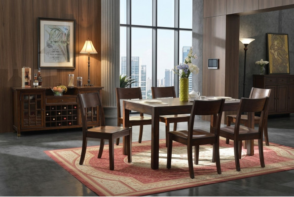Eettafel 6x stoelen Wijnkast 8 delig Eetkamer set Groep Garnituur Tafel