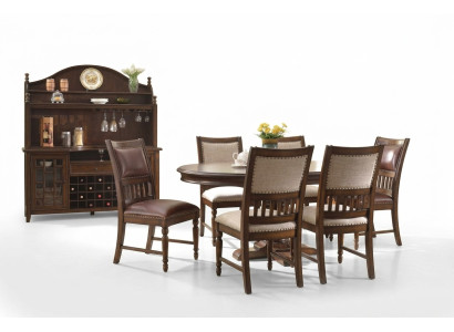 Houten design eetset voor de woonkamer Tafel 6x Stoel Set gestoffeerd 7 st.