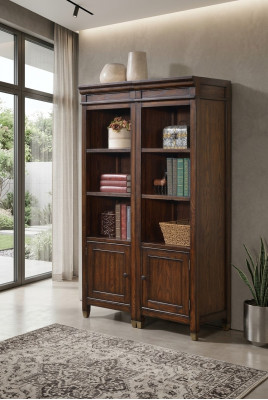 Set met 2 vitrines, vitrinekast, vitrines voor in de woonkamer, displayrek ontwerp, planken.