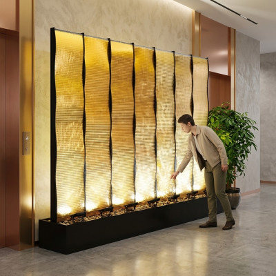 Water Walls xxl Decoration Stainless Steel Partition Custom Made Led Water Wall