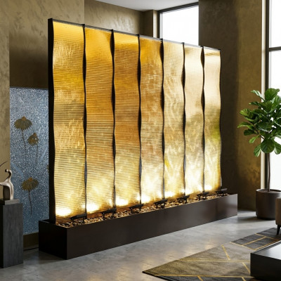 Water Walls xxl Decoration Stainless Steel Partition Custom Made Led Water Wall