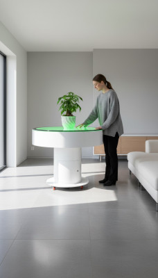 Ronde tafelbar, ronde tafels met LED-waterfonteinverlichting, verlichte decoratieve LED-meubels