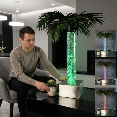 Led Ontwerp Spuitende Watersäule 60cm Waterzuil Verlichte Tafel Palmboom Plant