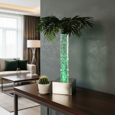 Led Ontwerp Spuitende Watersäule 60cm Waterzuil Verlichte Tafel Palmboom Plant