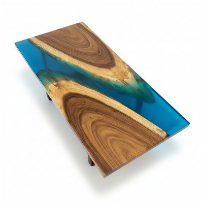 Luxe meubels Eettafel River Echt hout Riviertafel Massief Epoxyhars Tafels