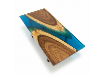Luxe meubels Eettafel River Echt hout Riviertafel Massief Epoxyhars Tafels