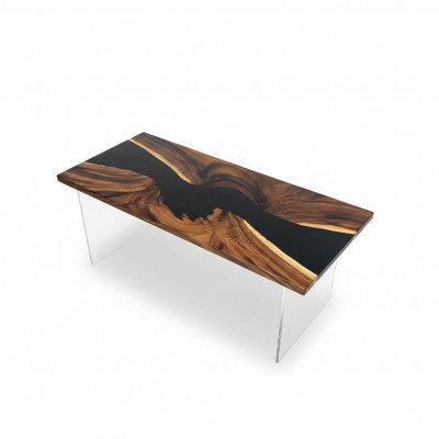 Epoxiehars Eettafel Echt hout Massief meubilair Waterval Epoxy tafel