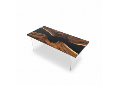 Epoxiehars Eettafel Echt hout Massief meubilair Waterval Epoxy tafel