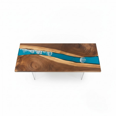 Epoxihars Eettafel River Table Massief 201x81 Riviertafel Nieuw Echt Hout