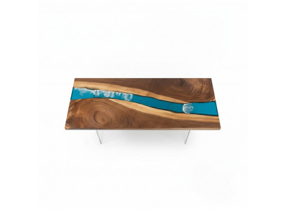 Epoxihars Eettafel River Table Massief 201x81 Riviertafel Nieuw Echt Hout