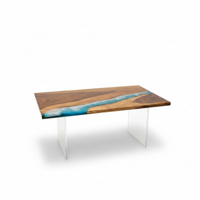 Eettafel River Table Echt Hout Massief Epoxyhars Tafels 161x81 Nieuw