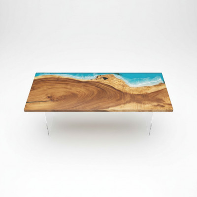 Epoxiehars Eettafel River Table Echt Hout Massief Tafels 221x91