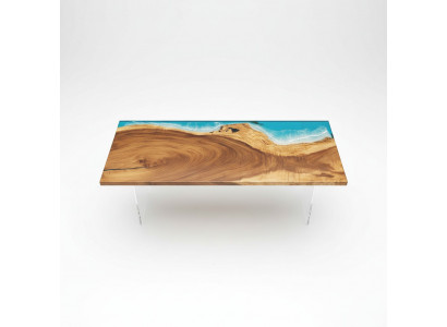 Epoxiehars Eettafel River Table Echt Hout Massief Tafels 221x91