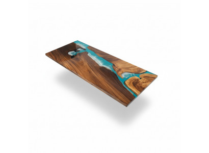 Epoxiharsen Riviertafel Echt massief hout Blauw water Tisch Epoxy