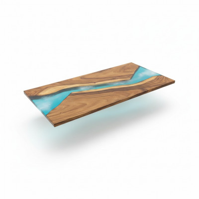 Luxe tafels echt hout epoxy hars riviertafel zwart water epoxy