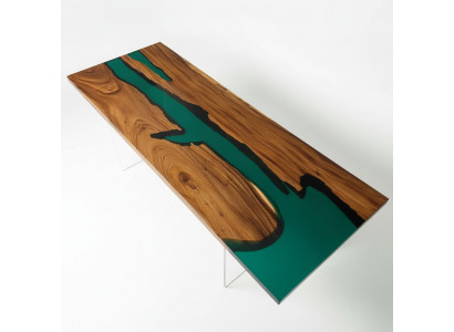 Epoxihars eettafel echt hout massief meubels waterval decor epoxy tafel