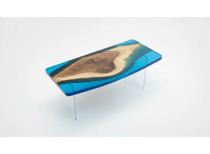 Eettafel Blue River Table Echt Hout 200x90 Tafels Epoxyhars Nieuw