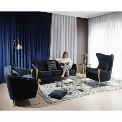 Klassieke gouden fluwelen luxe woonlandschap bankstellen set met slangenprint