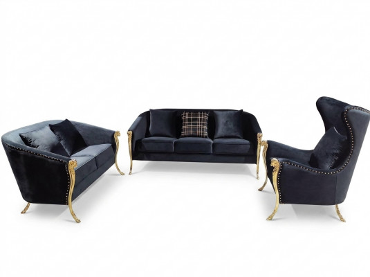 Klassieke gouden fluwelen luxe woonlandschap bankstellen set met slangenprint