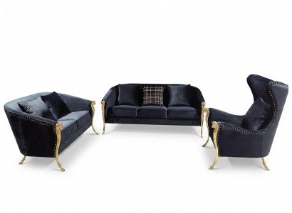 Klassieke gouden fluwelen luxe woonlandschap bankstellen set met slangenprint