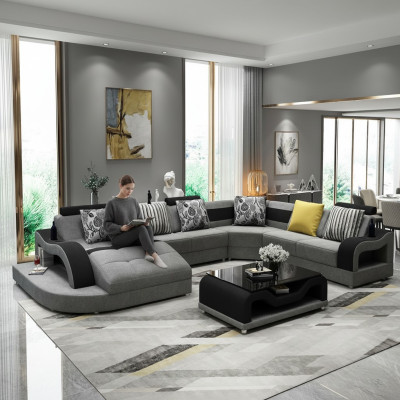 Hoekbank Bank U-vorm Bank Bekleding Designer Stof Grote Stoffenbank Woonlandschap