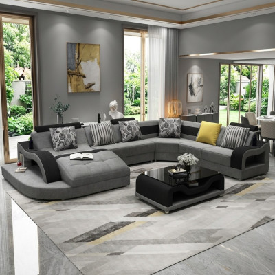 Hoekbank Bank U-vorm Bank Bekleding Designer Stof Grote Stoffenbank Woonlandschap