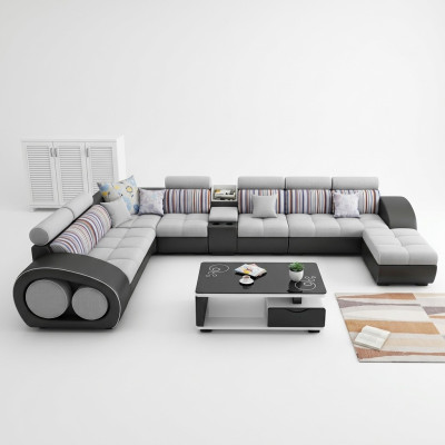 Designer Bank Bank hoekbank met voetenbank set bekleding woonlandschap L-vorm